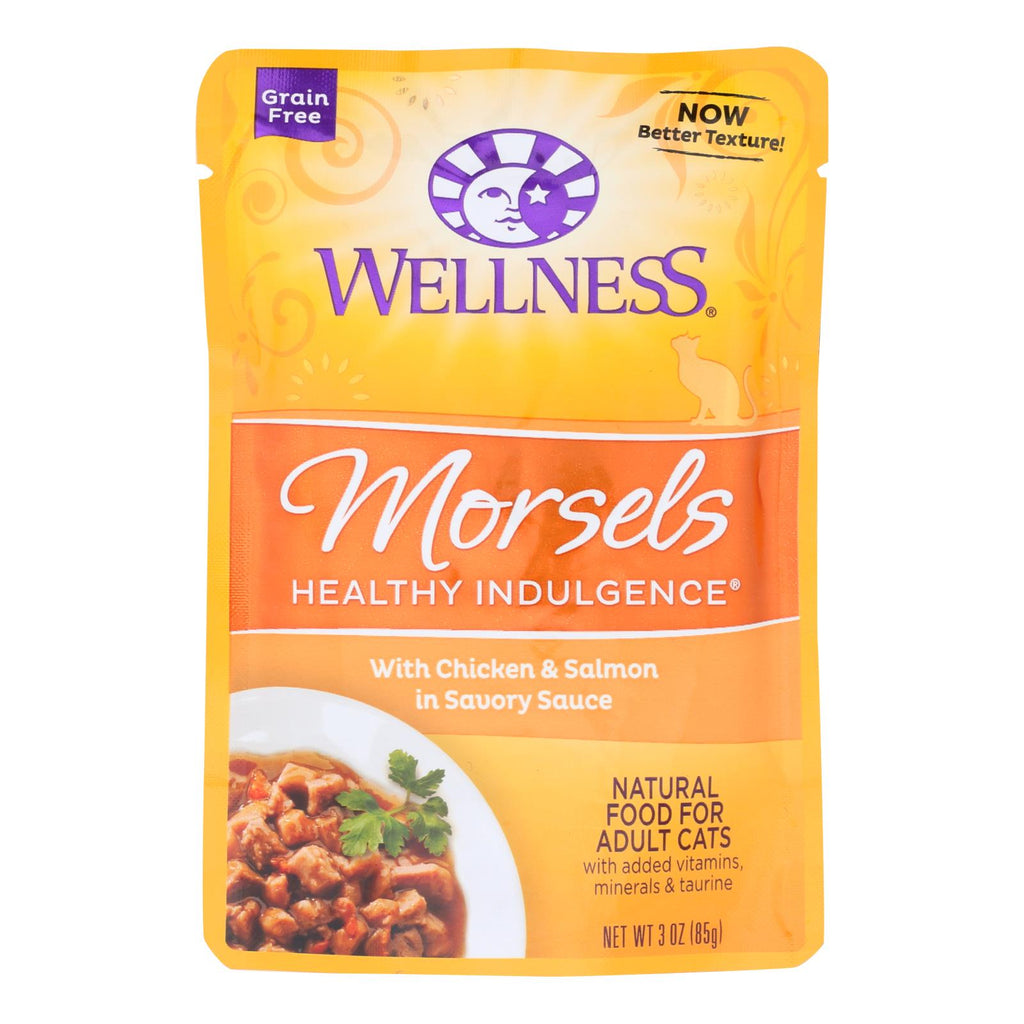 Wellness Pet Products Cat Food - Morsels With Chicken And Salmon In Savory Sauce - Case Of 24 - 3 Oz. - Lakehouse Foods