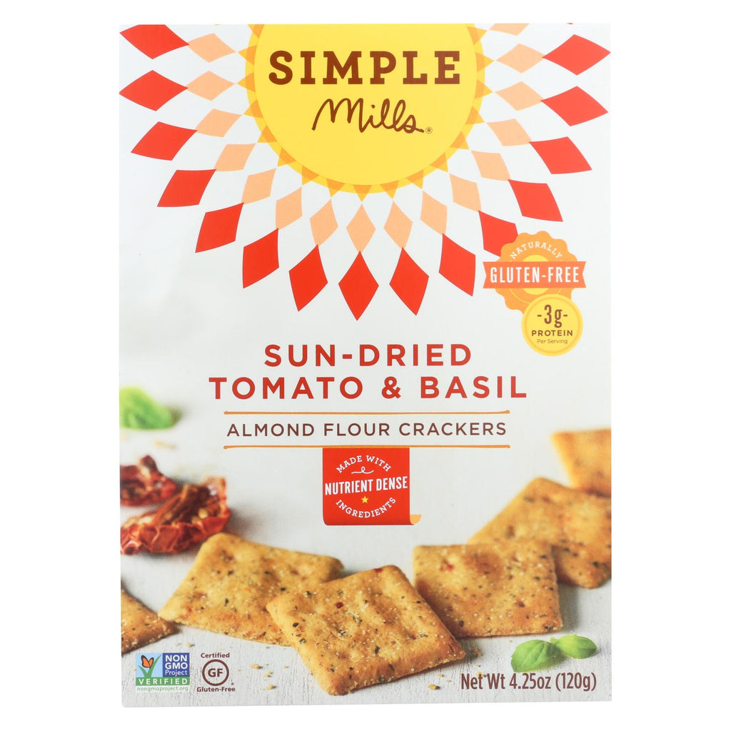Simple Mills Sun Dried Tomato And Basil Almond Flour Crackers - Case Of 6 - 4.25 Oz. - Lakehouse Foods