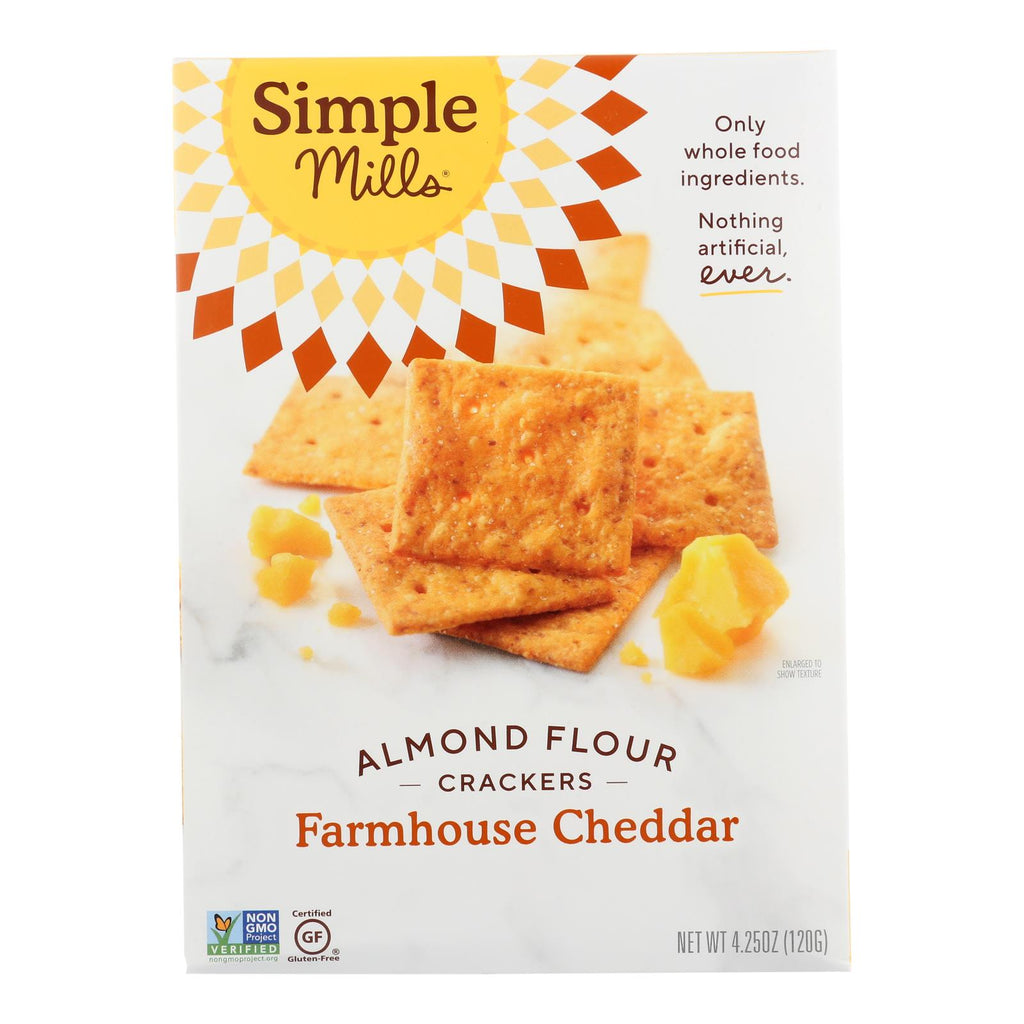 Simple Mills Farmhouse Cheddar Almond Flour Crackers - Case Of 6 - 4.25 Oz. - Lakehouse Foods