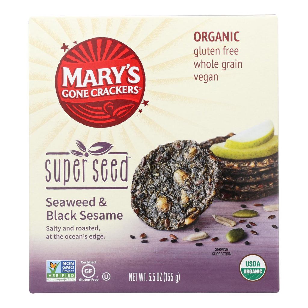 Mary's Gone Crackers Super Seed - Seaweed And Black Seaseem - Case Of 6 - 5.5 Oz. - Lakehouse Foods
