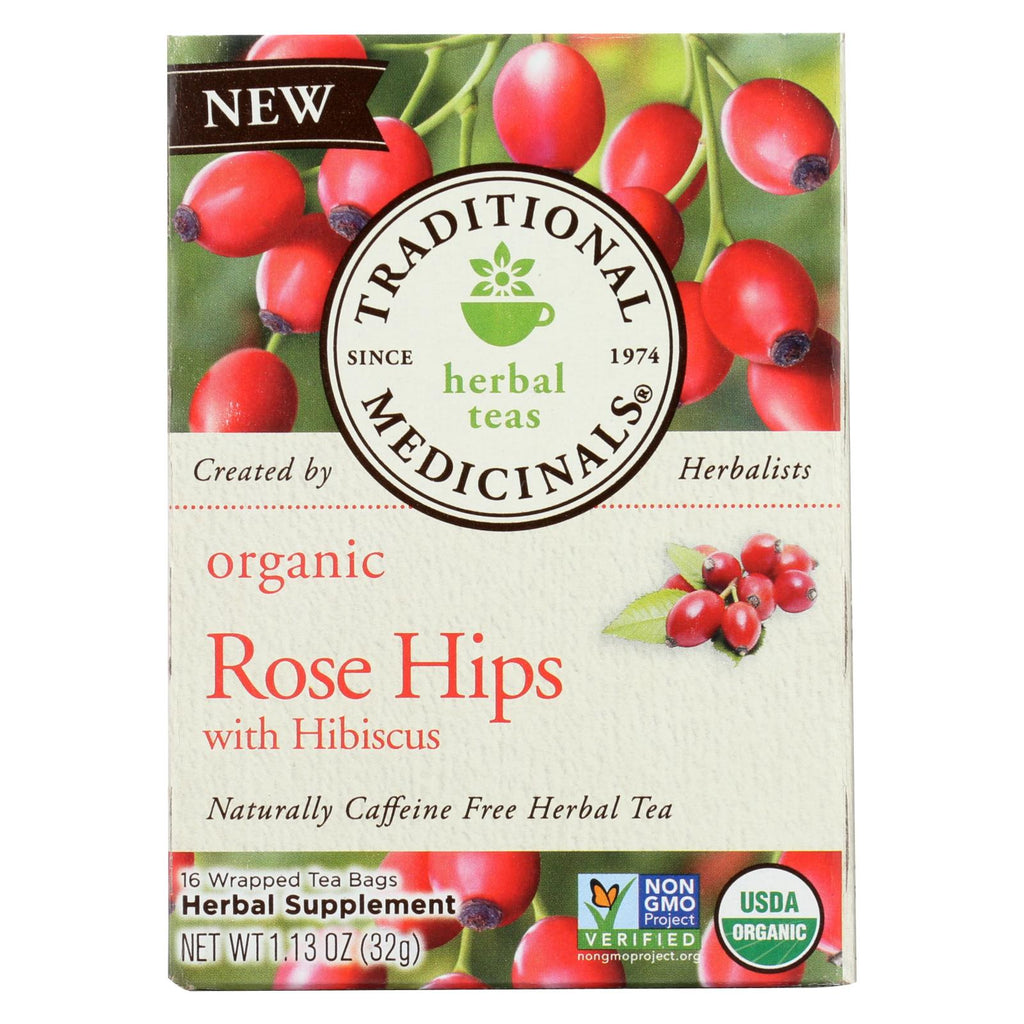 Traditional Medicinals Organic Herbal Tea - Rose Hips With Hibiscus - Case Of 6 - 16 Count - Lakehouse Foods