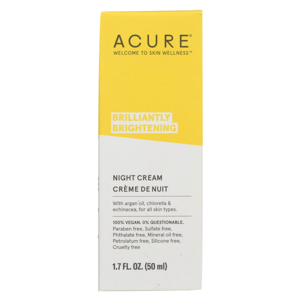 Acure - Night Cream - Argan Extract And Chlorella - 1.75 Fl Oz. - Lakehouse Foods