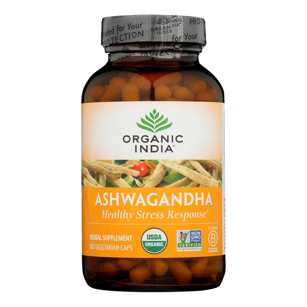 Organic India Ashwagandha Capsules - Bottle - 180 Vege Capsules - Lakehouse Foods