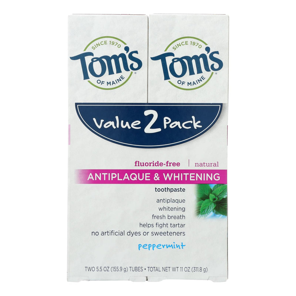 Tom's Of Maine Toothpaste - Anti Plaque - White - Case Of 3 - 2 Count - Lakehouse Foods