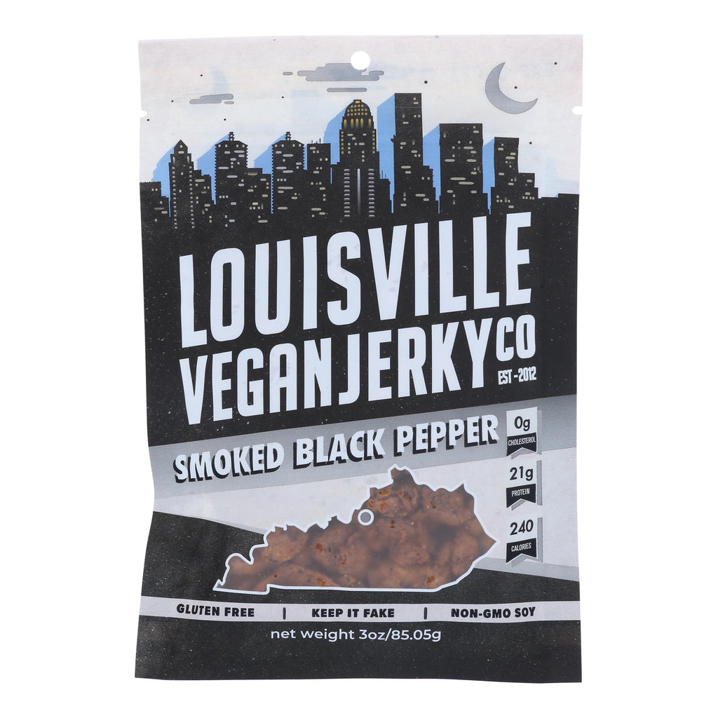 Louisville Vegan Jerky Jerky - Vegan - Black Pepper - Case Of 10 - 3 Oz - Lakehouse Foods