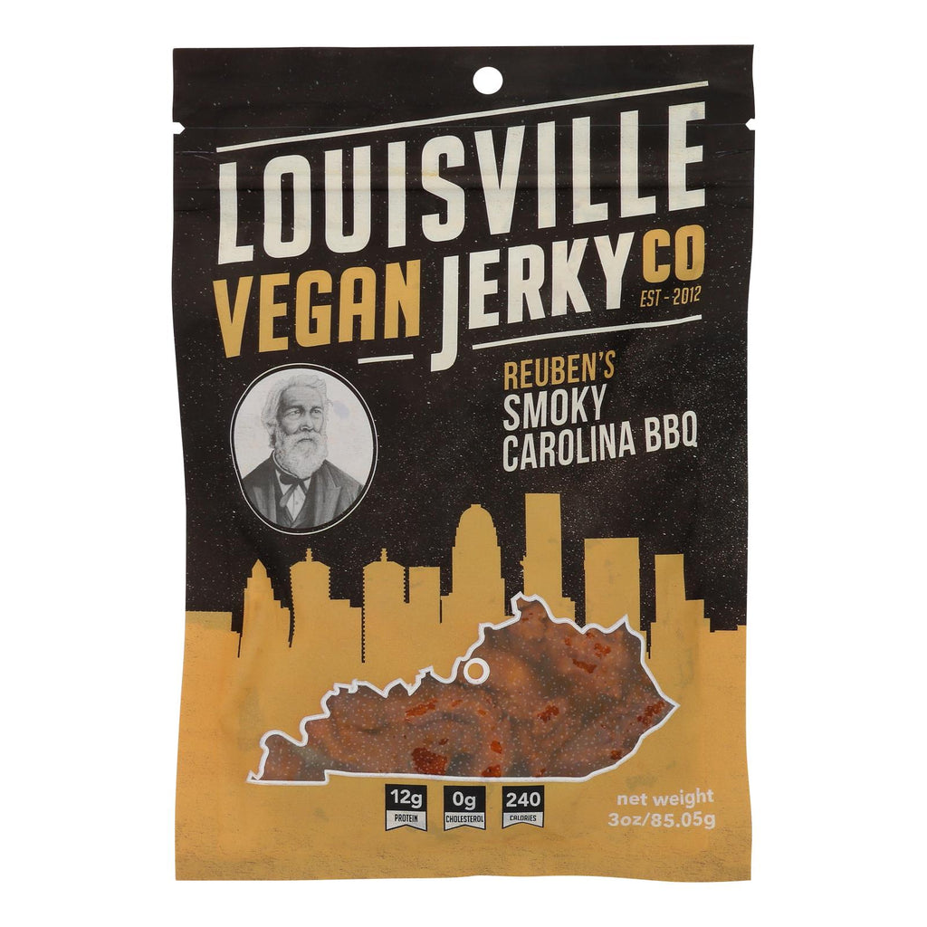 Louisville Vegan Jerky Jerky - Vegan - Carolina Bbq - Case Of 10 - 3 Oz - Lakehouse Foods