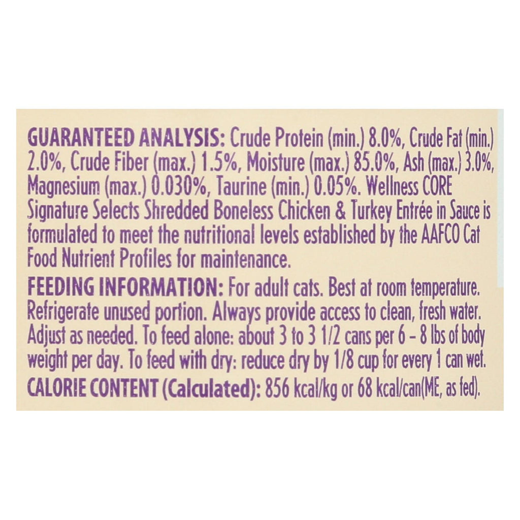 Wellness Pet Products Cat - Can - Turkey - Chicken - Signature Selects - Case Of 12 - 2.8 Oz - Lakehouse Foods
