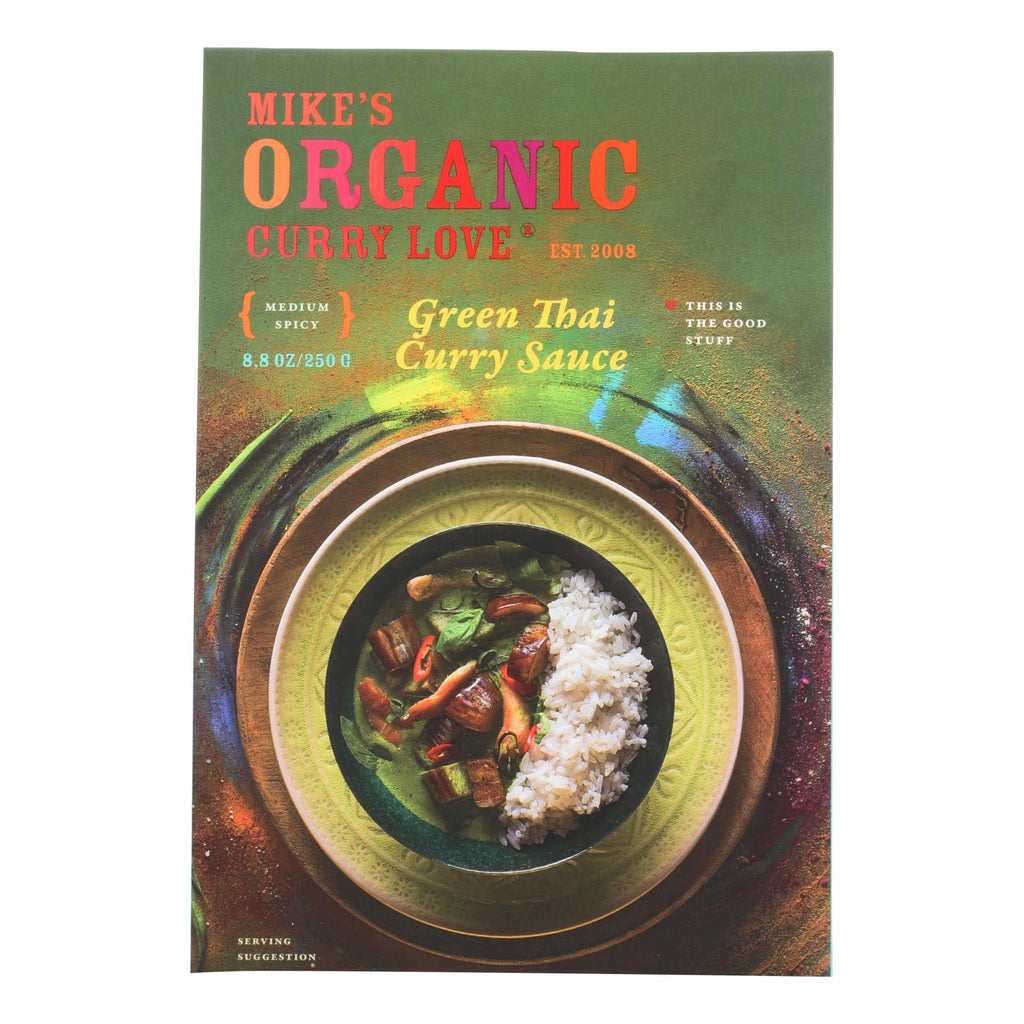 Mike's Organic Curry Love - Organic Curry Simmer Sauce - Green Thai - Case Of 6 - 8.8 Fl Oz. - Lakehouse Foods