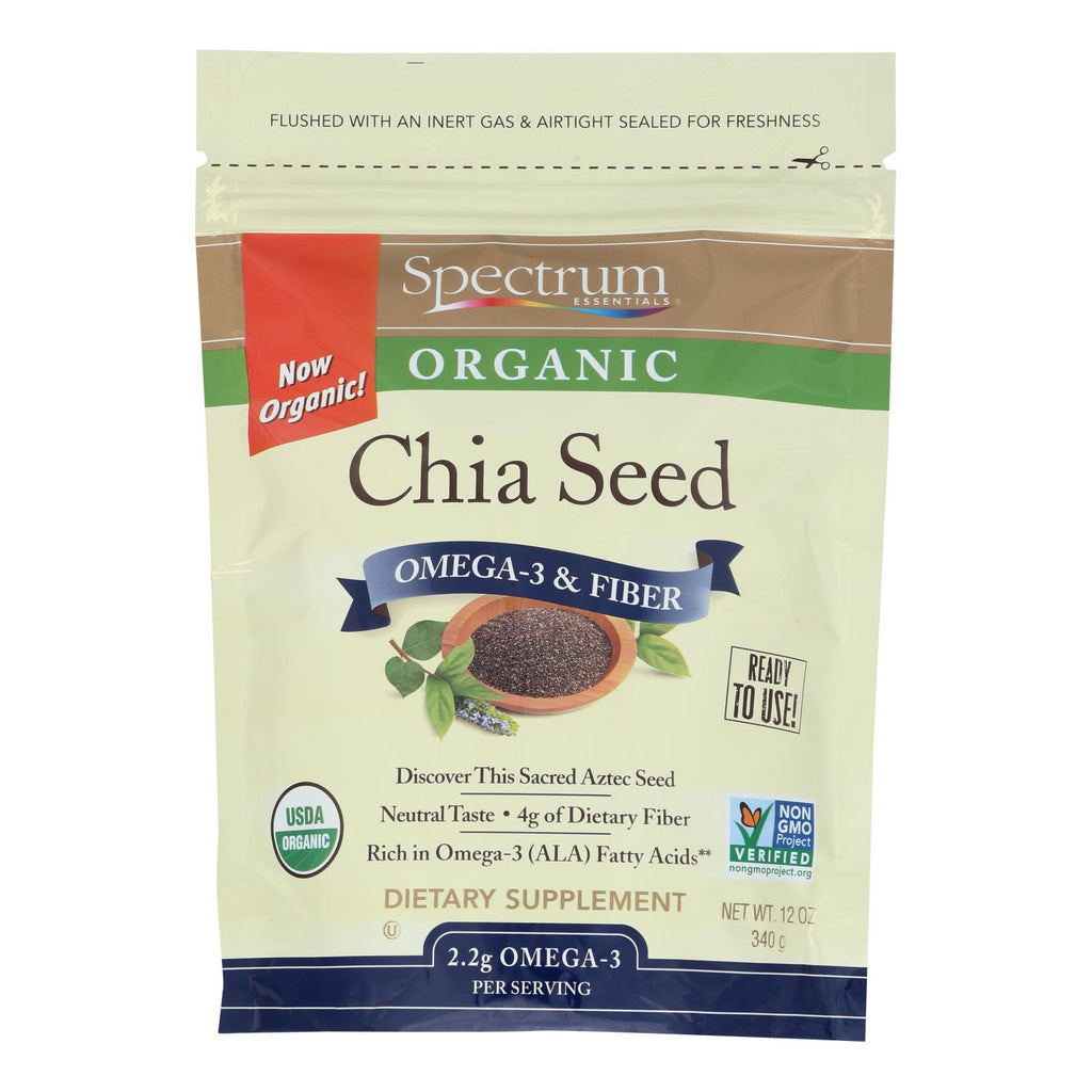 Spectrum Essentials Organic Chia Seeds - Omega-3 And Fiber - 12 Oz - Lakehouse Foods