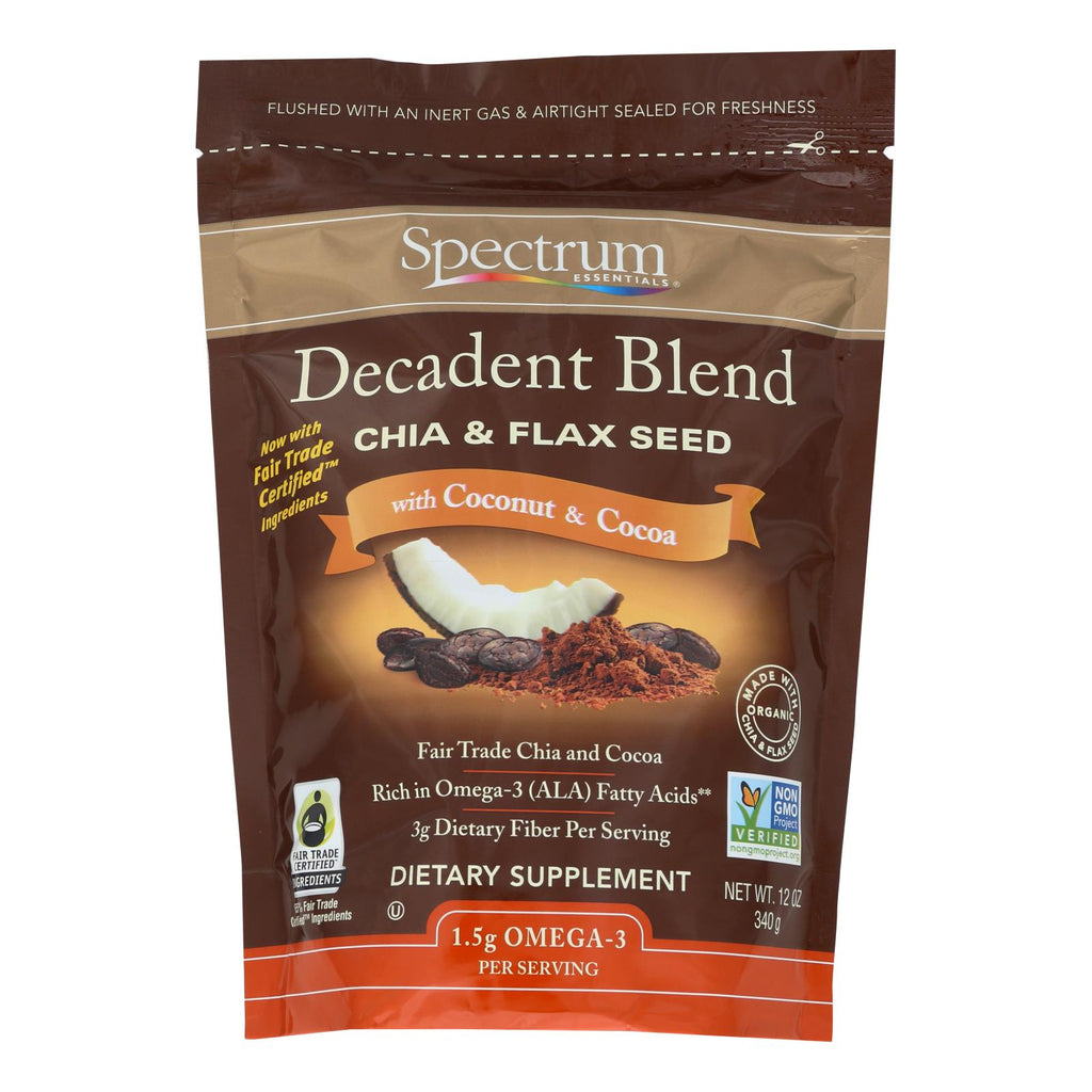 Spectrum Essentials Organic Decadent Blend - Chia And Flax Seed With Coconut And Cocoa - 12 Oz - Lakehouse Foods