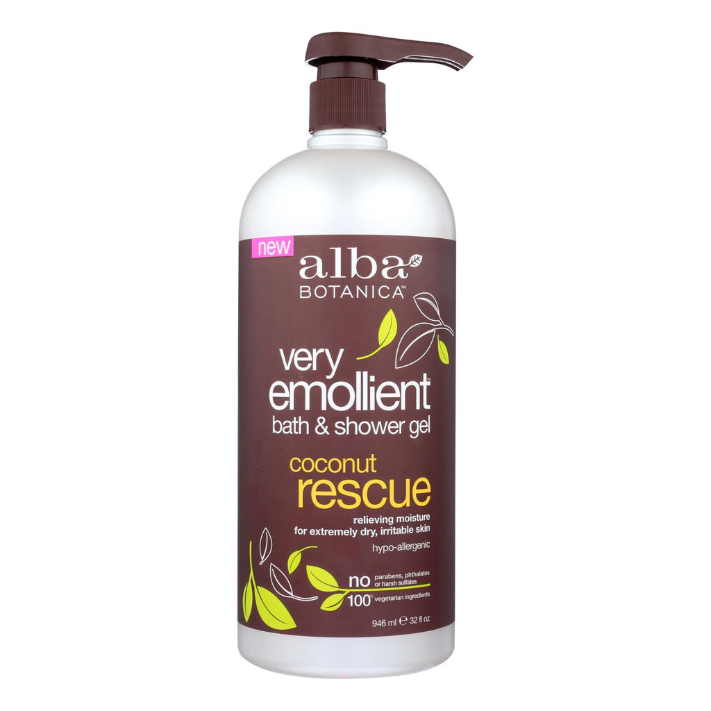 Alba Botanica - Very Emollient Bath And Shower Gel - Coconut Rescue - 32 Fl Oz - Lakehouse Foods