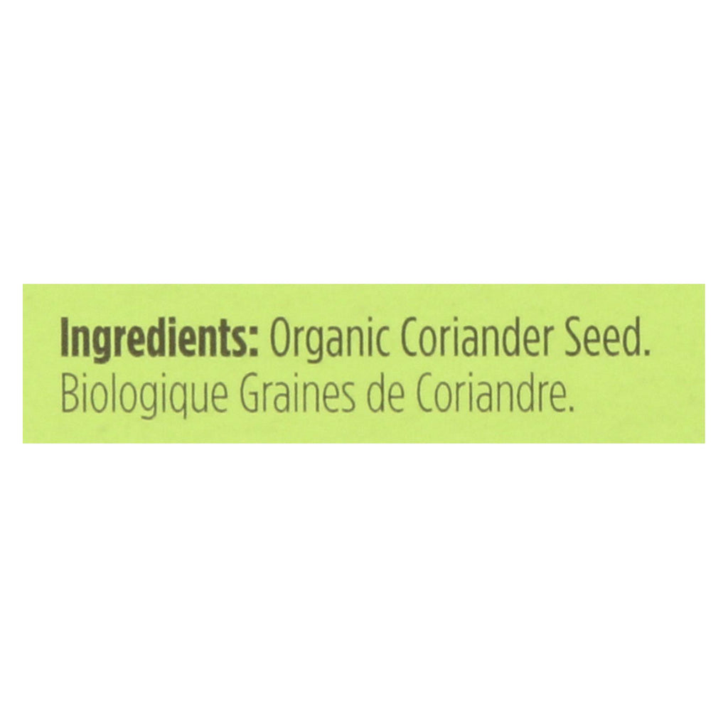 Spicely Organics - Organic Coriander Seed - Case Of 6 - 0.3 Oz. - Lakehouse Foods