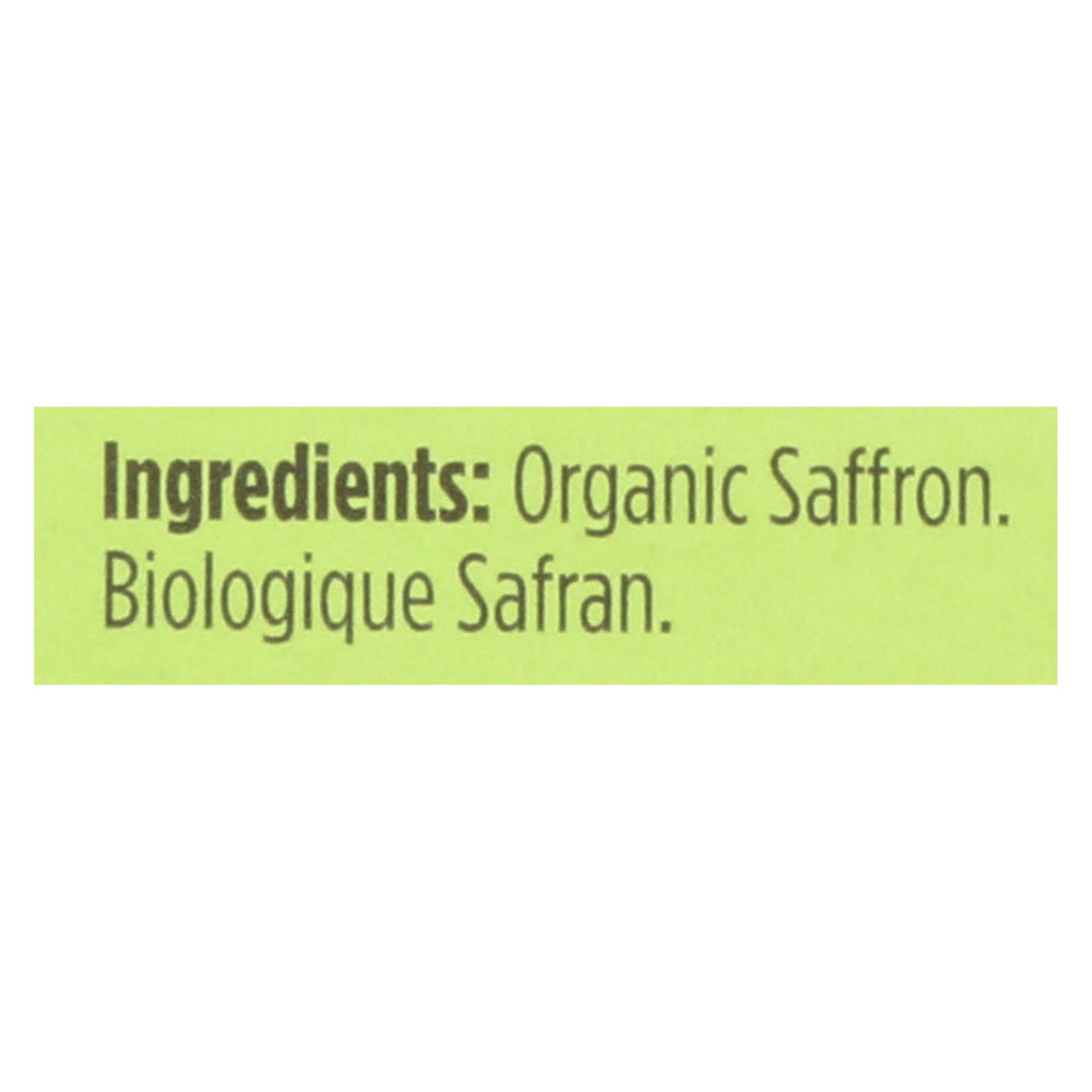Spicely Organics - Organic Saffron - Case Of 6 - 0.007 Oz. - Lakehouse Foods