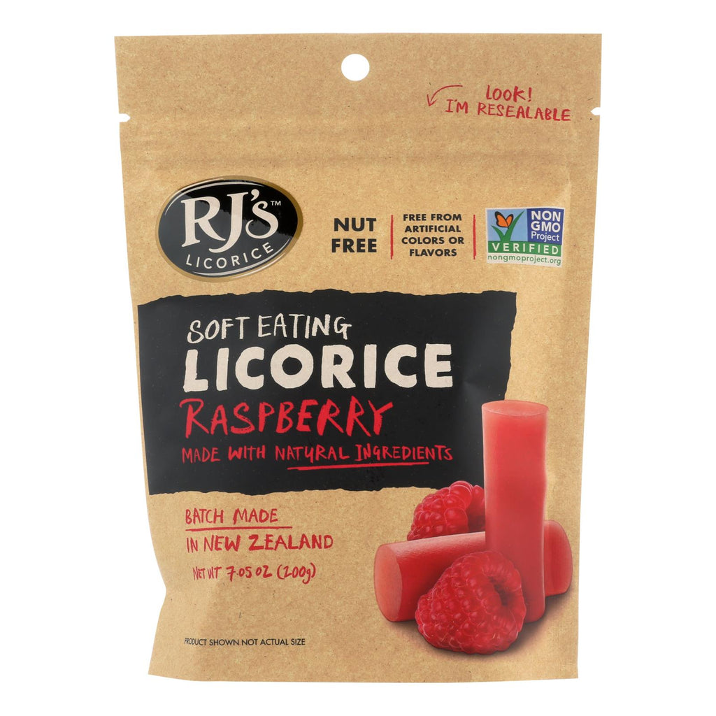 Rj's Licorice Soft Eating Licorice - Raspberry - Case Of 8 - 7.05 Oz - Lakehouse Foods