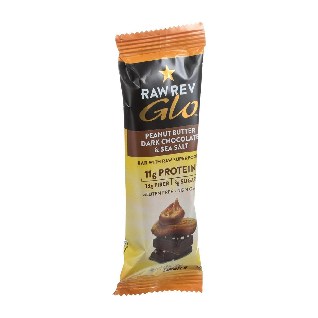 Raw Revolution Glo Bar - Peanut Butter Dark Chocolate And Sea Salt - 1.6 Oz - Case Of 12 - Lakehouse Foods