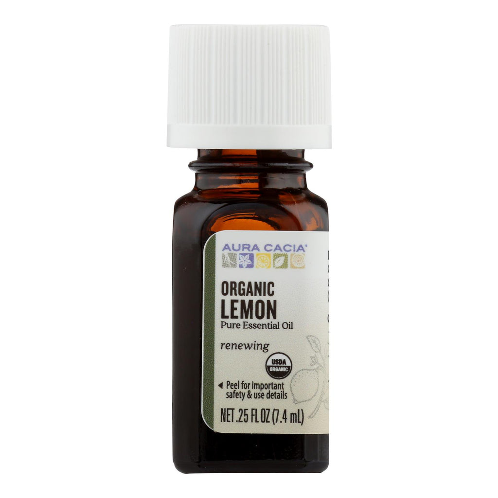 Aura Cacia - Organic Essential Oil - Lemon - .25 Oz - Lakehouse Foods