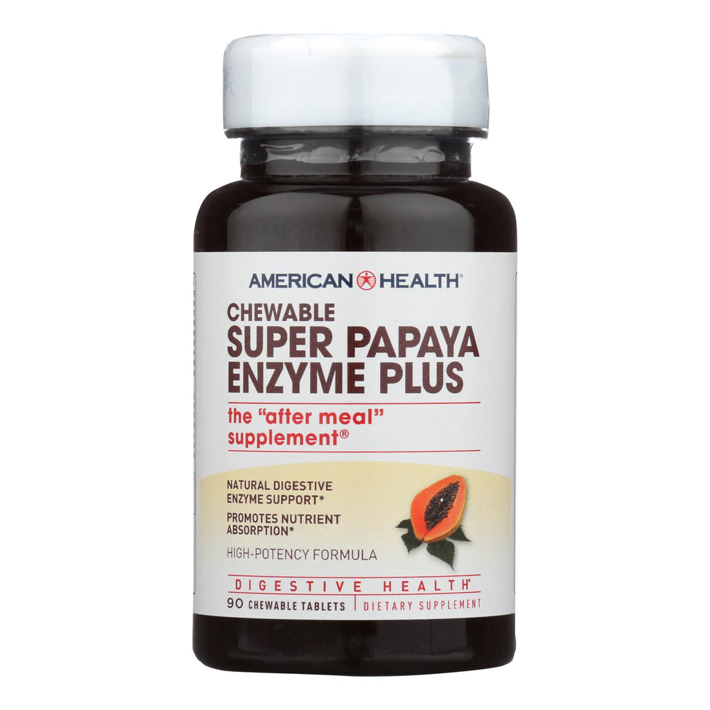 American Health - Super Papaya Enzyme Plus Chewable - 90 Chewable Tablets - Lakehouse Foods