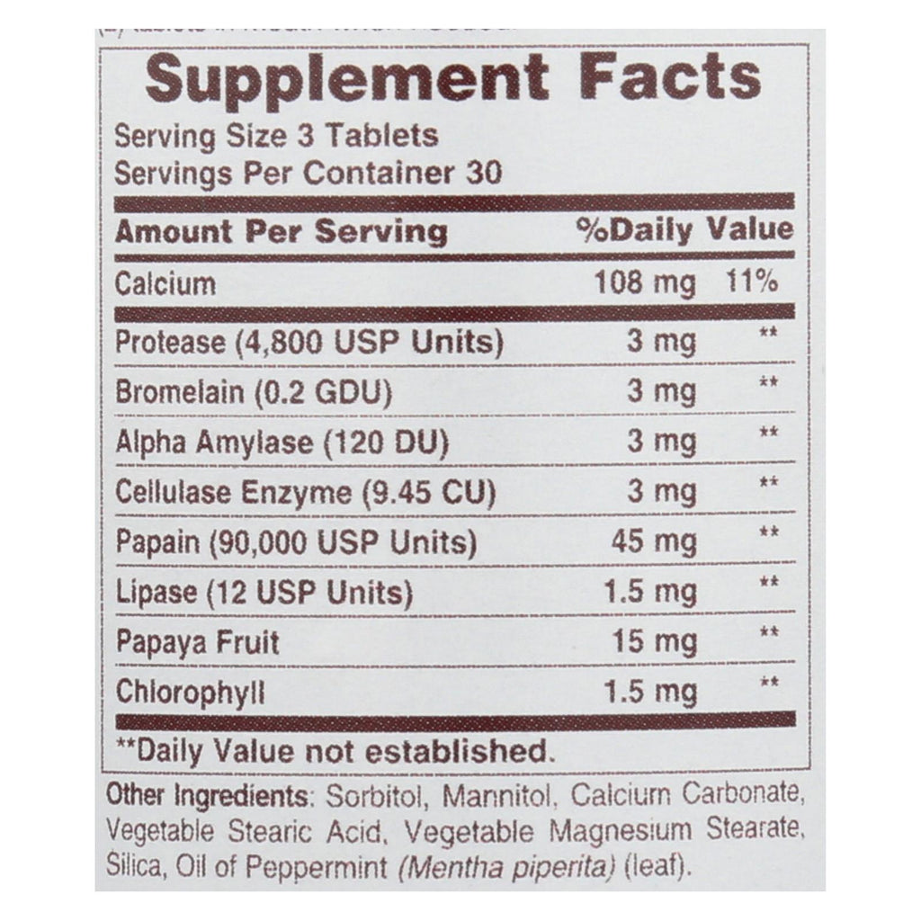 American Health - Super Papaya Enzyme Plus Chewable - 90 Chewable Tablets - Lakehouse Foods
