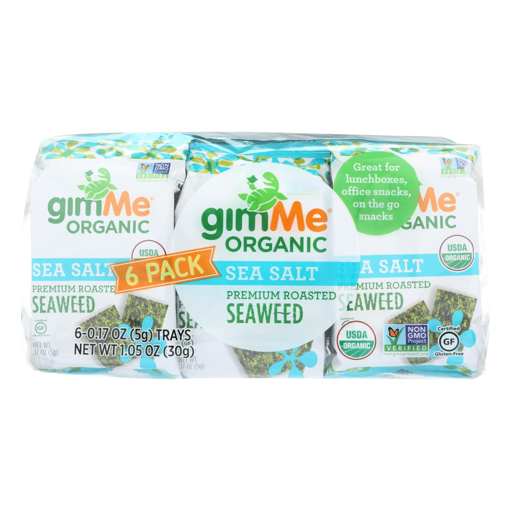Gimme Seaweed Snacks Organic Roasted Seaweed Snack - Sea Salt - Case Of 8 - 6-.17 Oz - Lakehouse Foods
