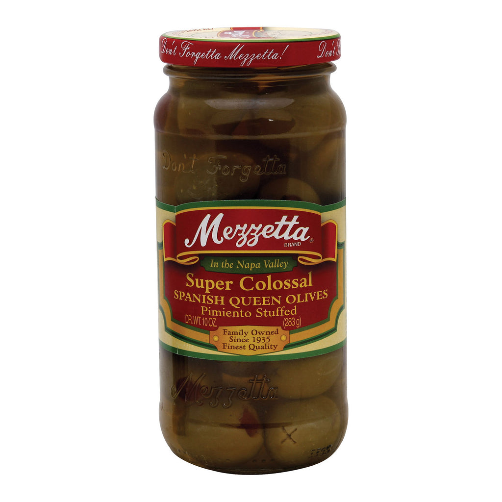 Mezzetta Super Colossal Pimiento Stuffed Spanish Queen Olives - Case Of 6 - 10 Oz. - Lakehouse Foods