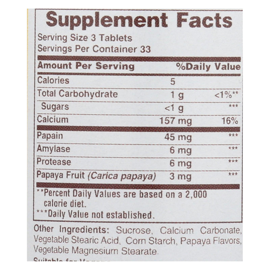 American Health - Original Papaya Enzyme - 100 Tablets - Lakehouse Foods