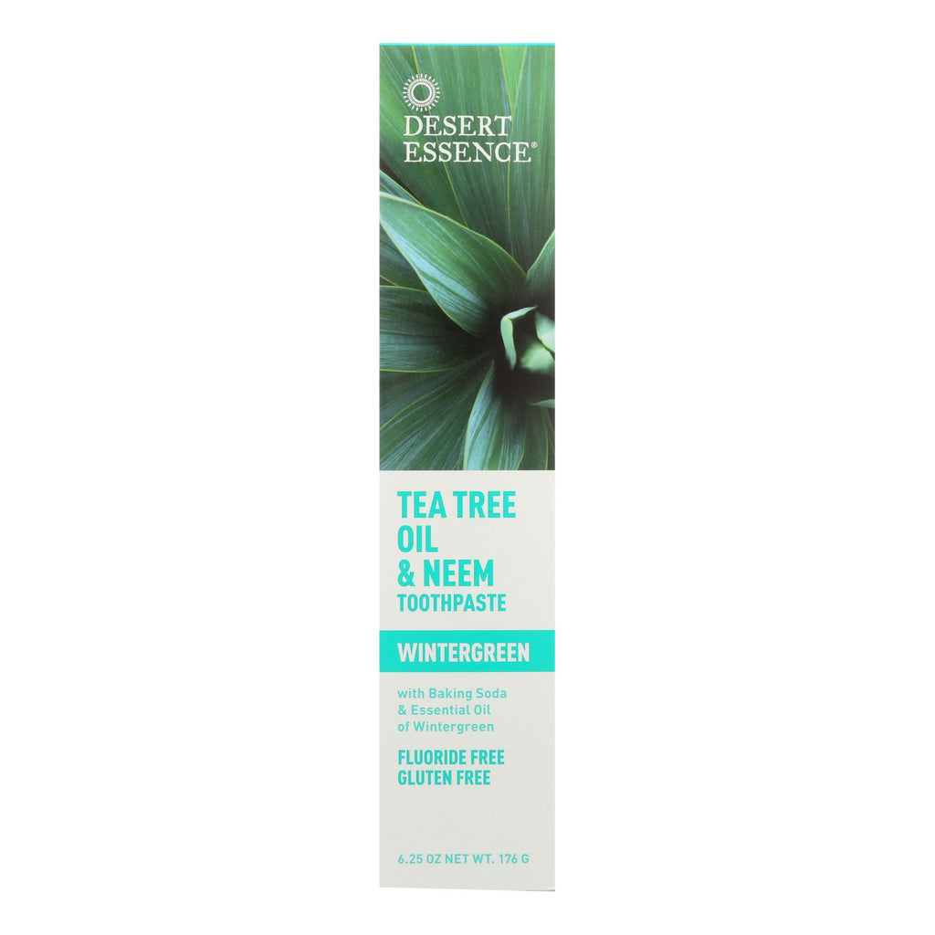 Desert Essence - Natural Tea Tree Oil And Neem Toothpaste Wintergreen - 6.25 Oz - Lakehouse Foods
