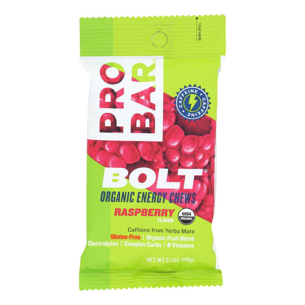 Probar Bolt Energy Chews - Organic Raspberry - 2.1 Oz - Case Of 12 - Lakehouse Foods