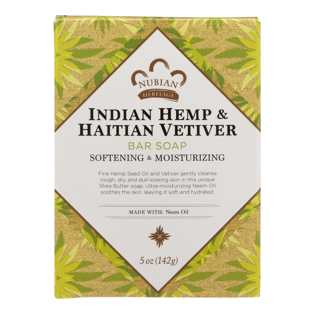 Nubian Heritage Bar Soap Indian Hemp And Haitian Vetiver - 5 Oz - Lakehouse Foods