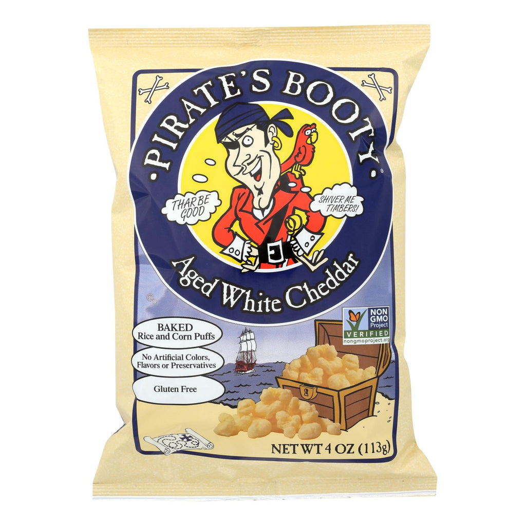 Pirate Brands Booty Puffs - Aged White Cheddar - Case Of 12 - 4 Oz. - Lakehouse Foods