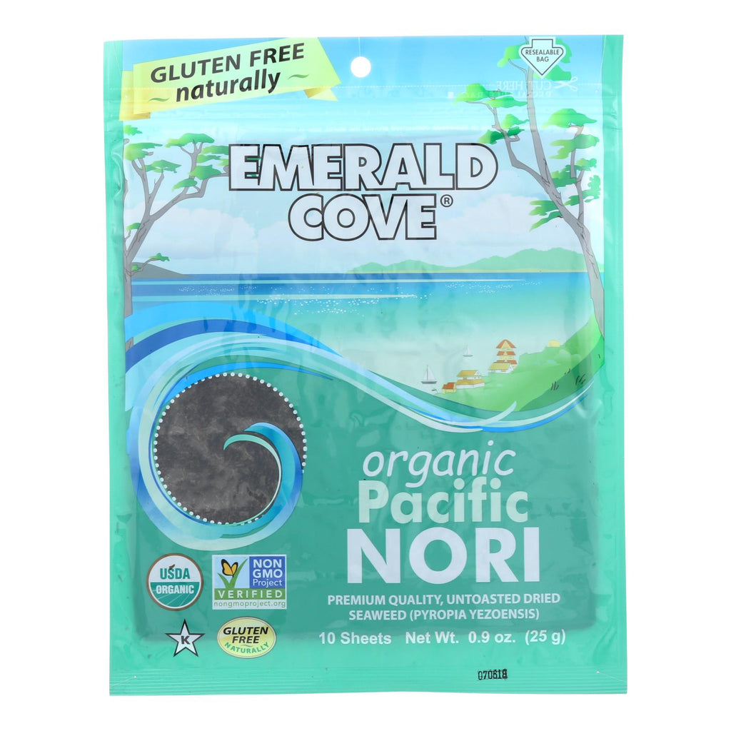 Emerald Cove Organic Pacific Nori - Untoasted Hoshi - Silver Grade - .9 Oz - Case Of 6 - Lakehouse Foods