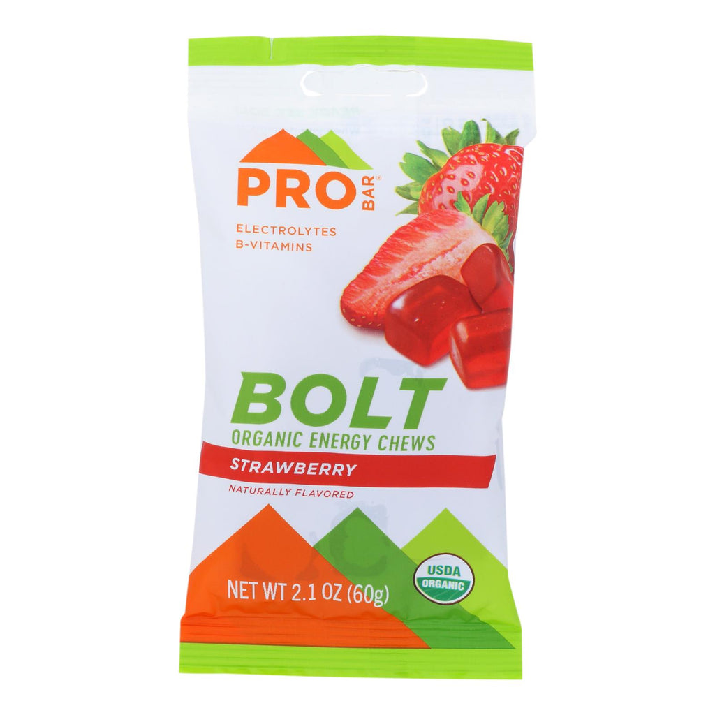 Probar Bolt Energy Chews - Organic Strawberry - 2.1 Oz - Case Of 12 - Lakehouse Foods