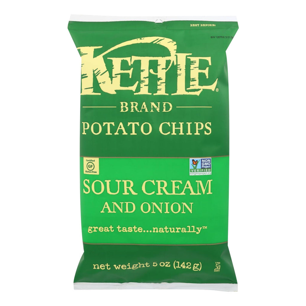 Kettle Brand Potato Chips - Sour Cream And Onion - Case Of 15 - 5 Oz. - Lakehouse Foods