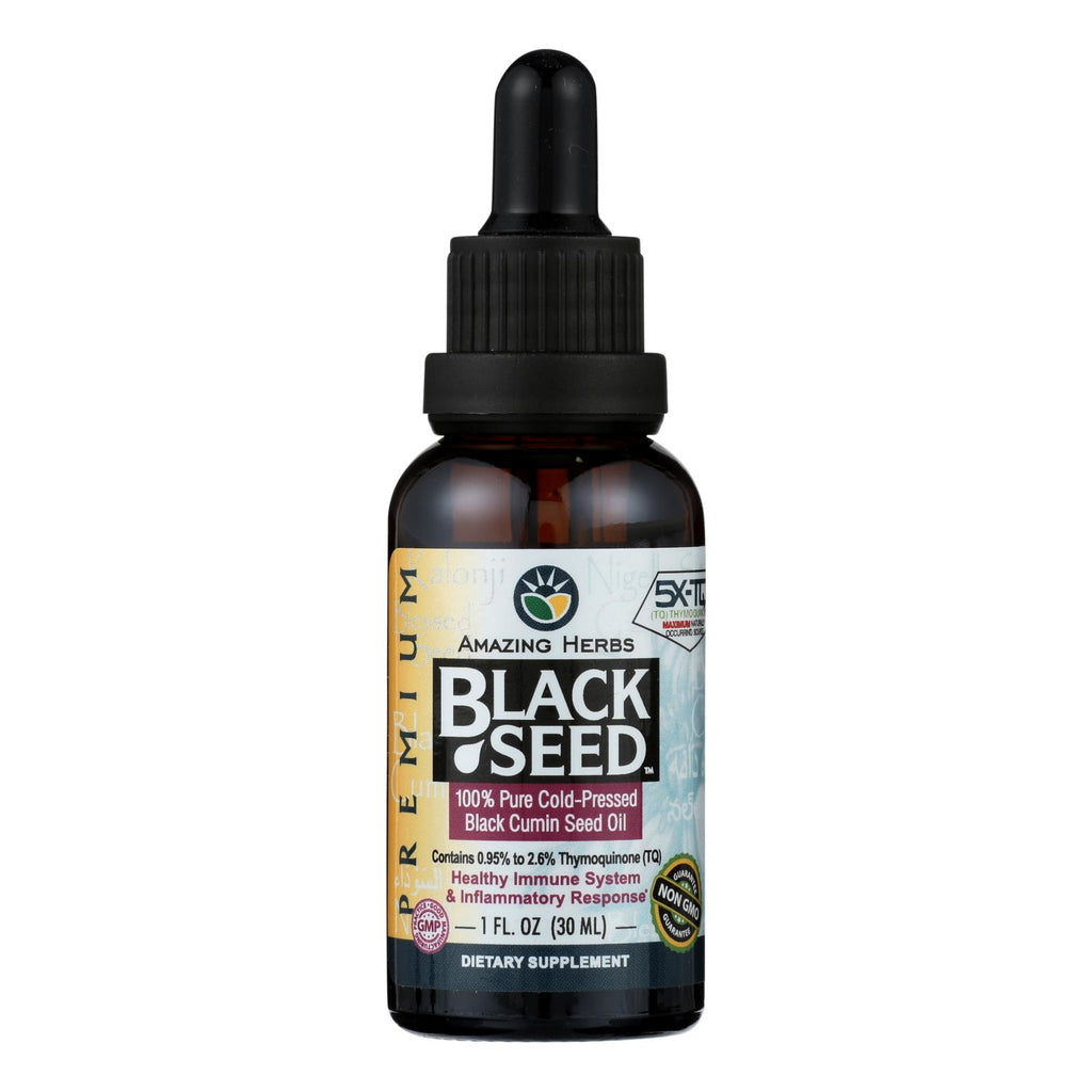Amazing Herbs - Black Seed Oil - Cold Pressed - Premium - 1 Fl Oz - Lakehouse Foods