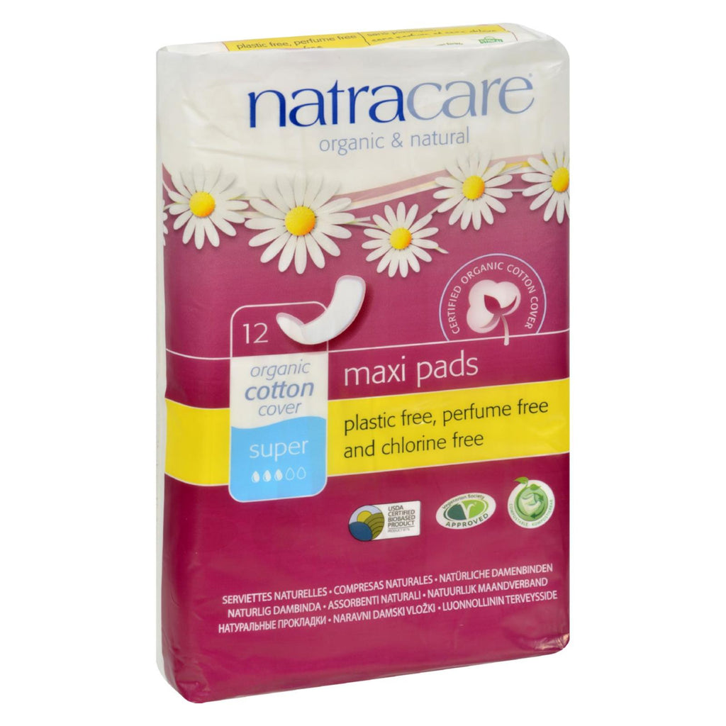 Natracare Natural Maxi Pads Super  - 12 Pack - Lakehouse Foods