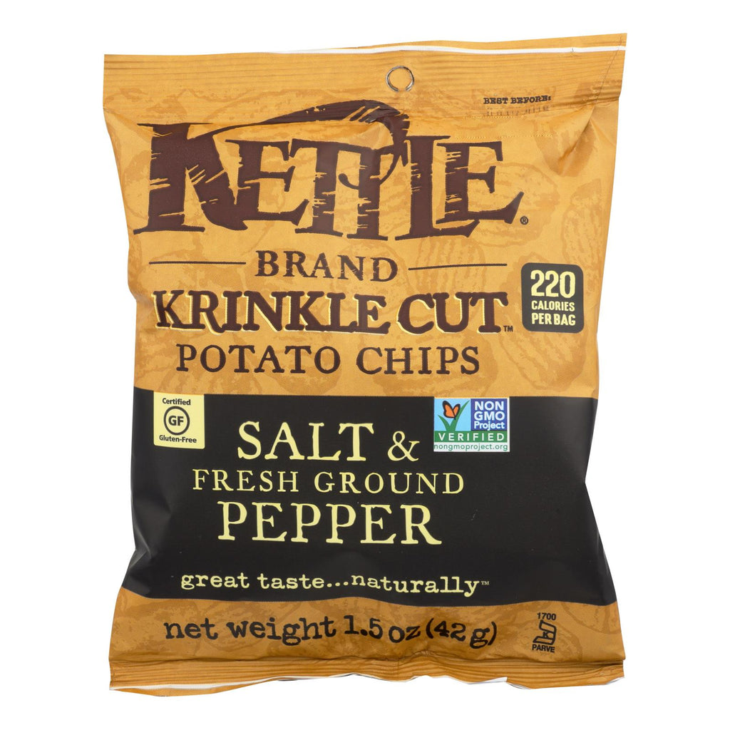 Kettle Brand Potato Chips - Sea Salt And Crushed Black Pepper - Case Of 24 - 1.5 Oz. - Lakehouse Foods