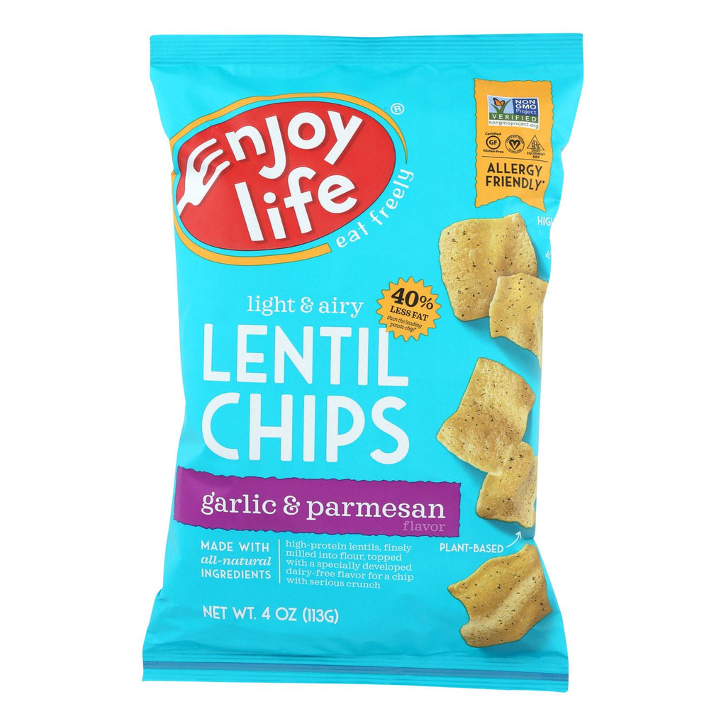 Enjoy Life - Lentil Chips - Plentils - Garlic And Parmesan - 4 Oz - Case Of 12 - Lakehouse Foods