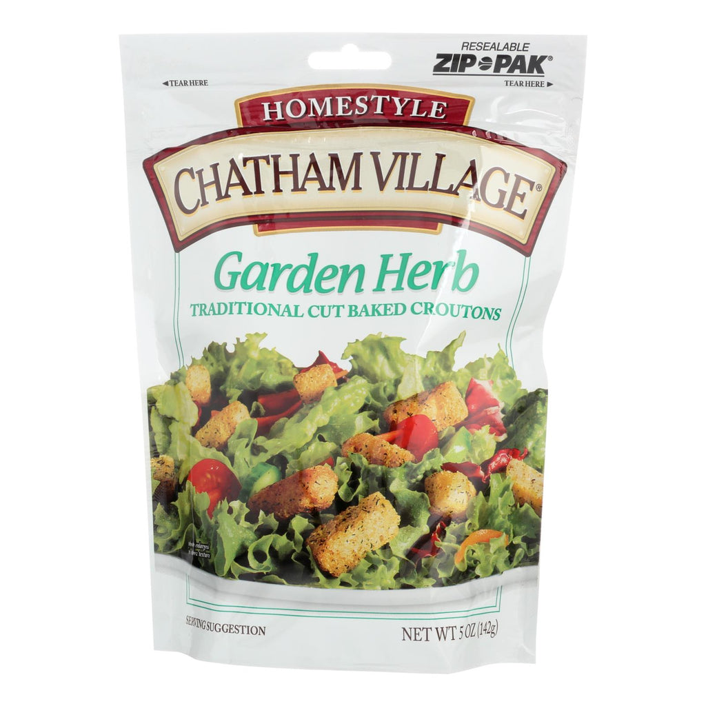 Chatham Village Traditional Cut Croutons - Garden Herb - Case Of 12 - 5 Oz. - Lakehouse Foods