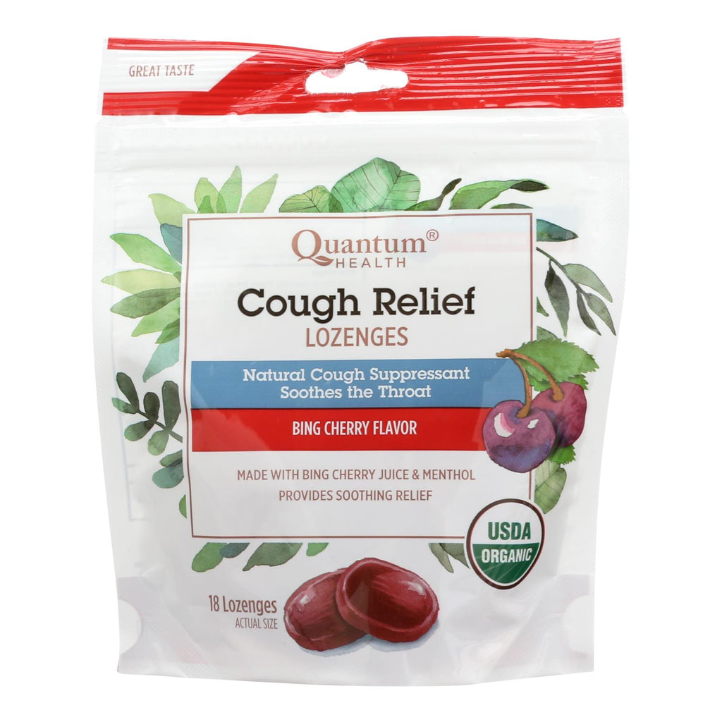 Quantum Research Organic Cough Relief Lozenges - Bing Cherry - 18 Count - Lakehouse Foods