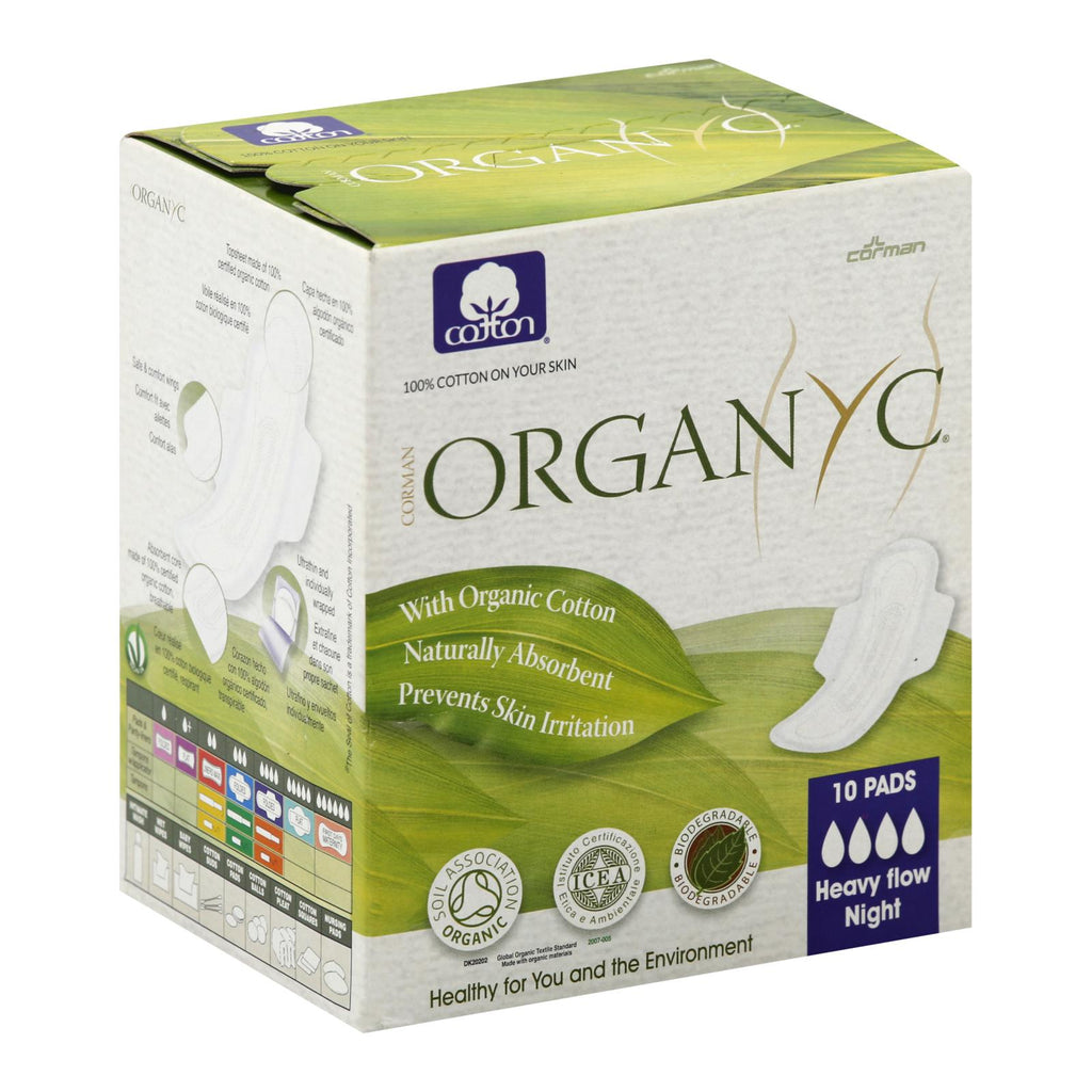 Organyc - Pads Night Ctn Fold W-wng - 1 Each - 10 Ct - Lakehouse Foods