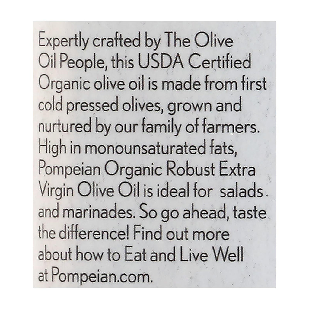 Pompeian Organic Extra Vigin Olive Oil - Case Of 6 - 16 Fz - Lakehouse Foods