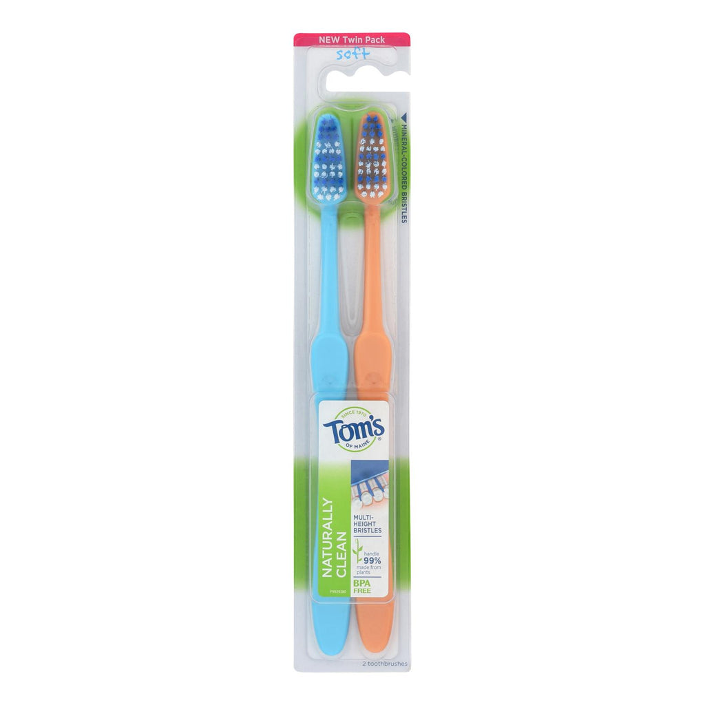 Tom's Of Maine - Tthbrush Natural Clean Twn Pack - Case Of 4 - 2 Ct - Lakehouse Foods