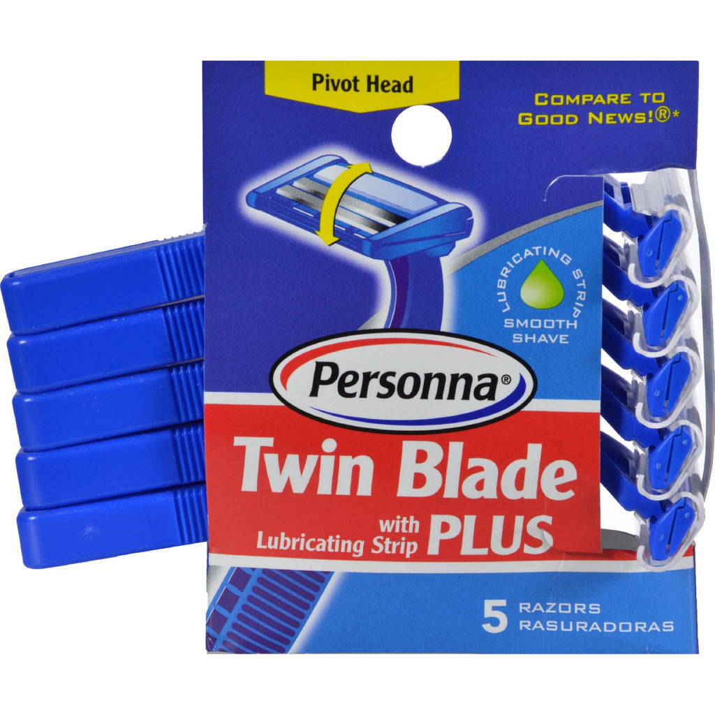 Personna Disposable Razors With Lubricating Strip - Twin Blade Plus - 5 Pack - Lakehouse Foods