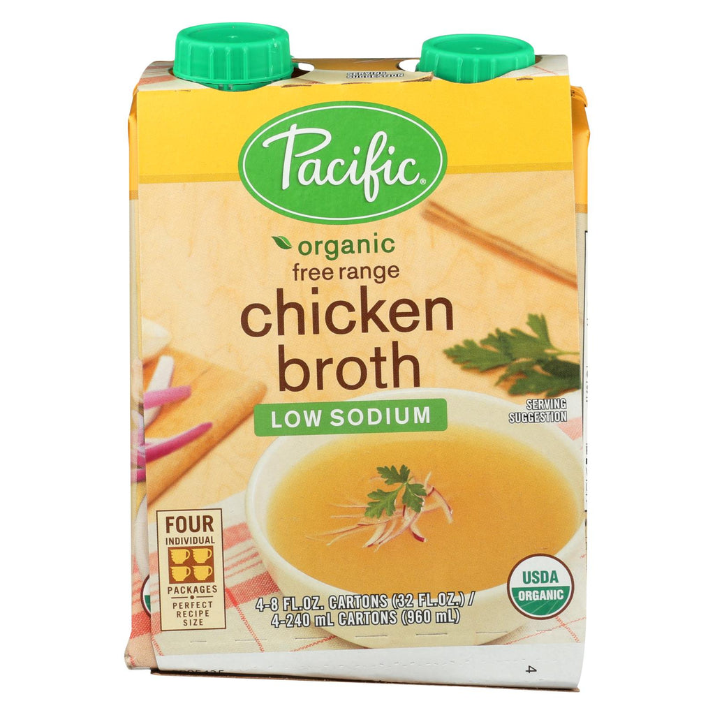 Pacific Natural Foods Free Range Chicken Broth - Low Sodium - Case Of 6 - 8 Fl Oz. - Lakehouse Foods
