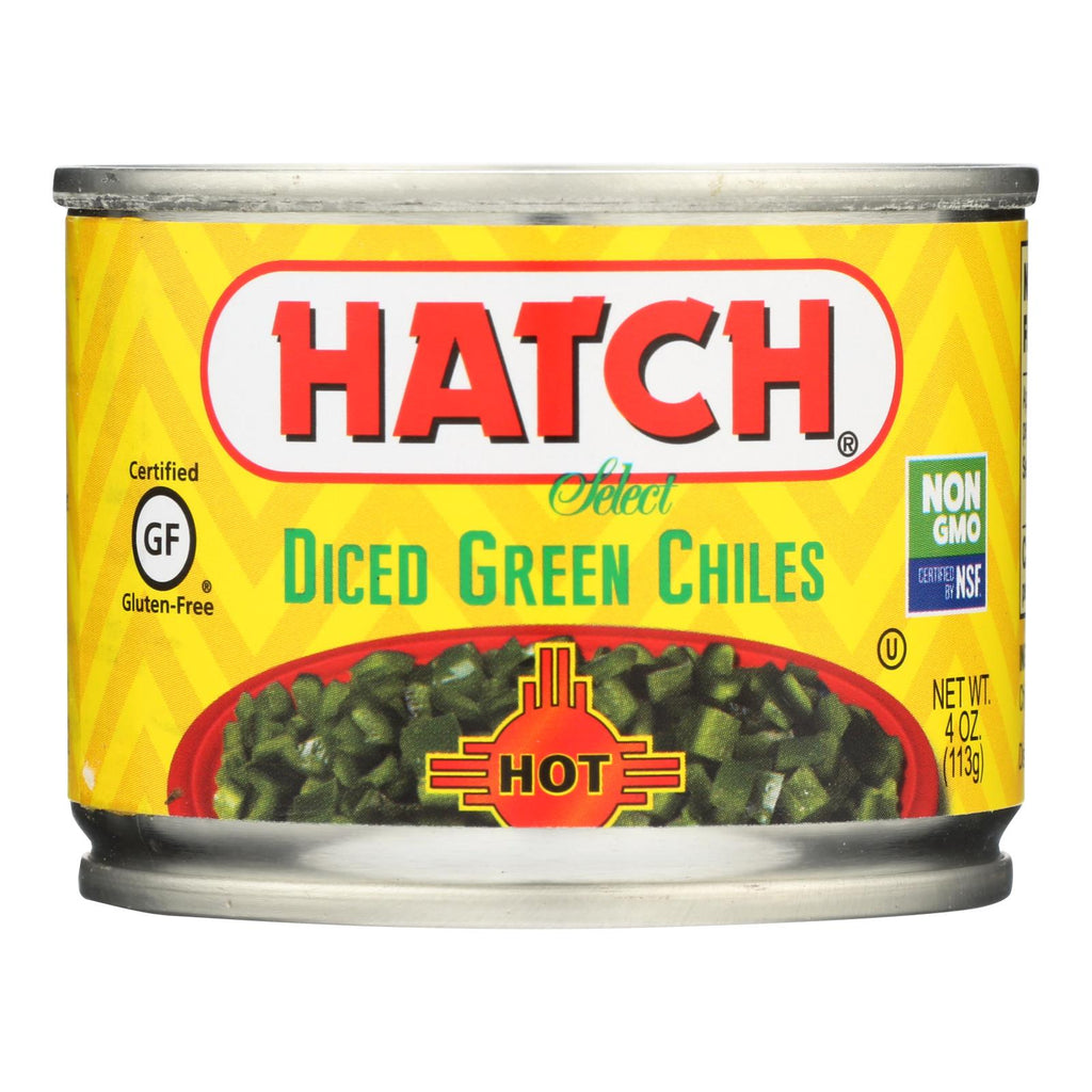 Hatch Chili Hatch Diced Hot Green Chilies - Diced Green Chiles - Case Of 24 - 4 Oz. - Lakehouse Foods