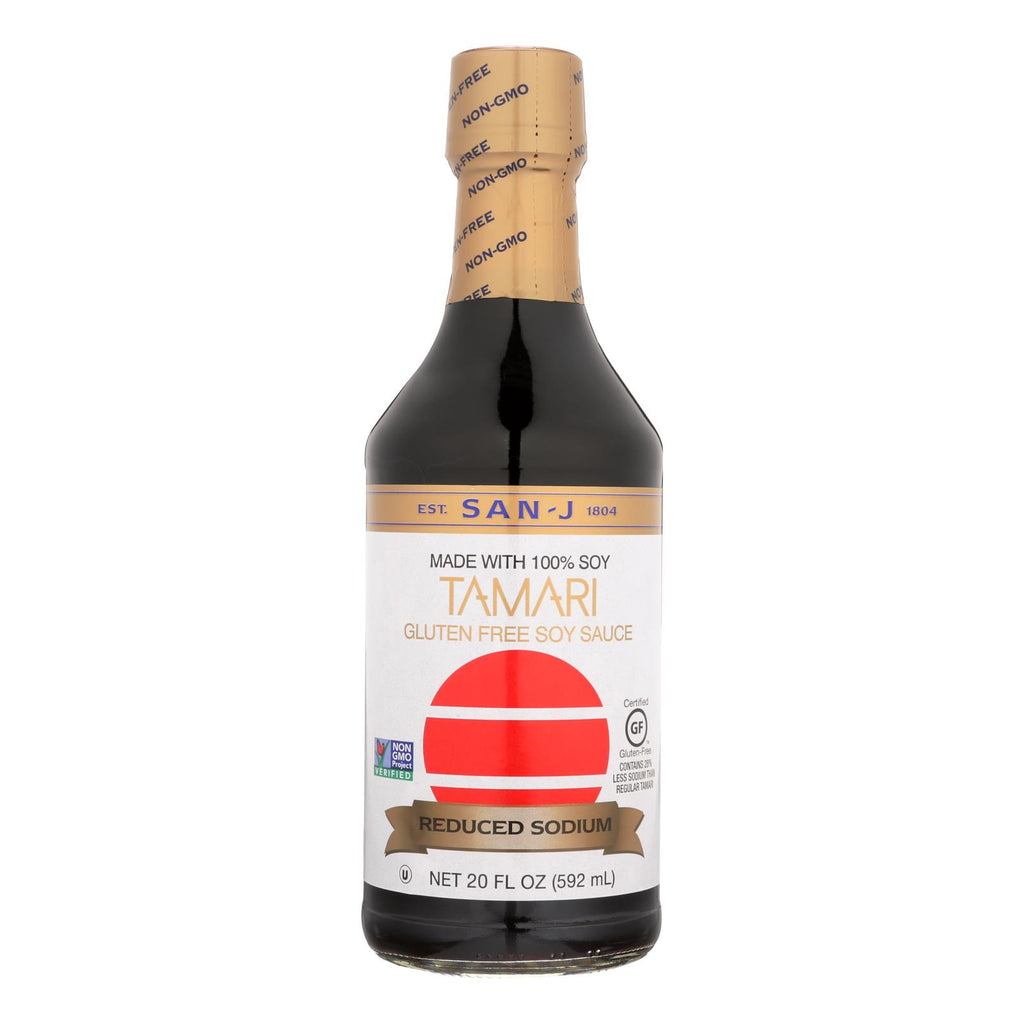 San - J Tamari Soy Sauce - Reduced Sodium - Case Of 6 - 20 Fl Oz. - Lakehouse Foods