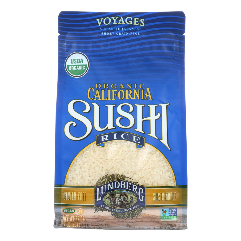 Lundberg Family Farms Organic Sushi White Rice - Case Of 6 - 2 Lb. - Lakehouse Foods