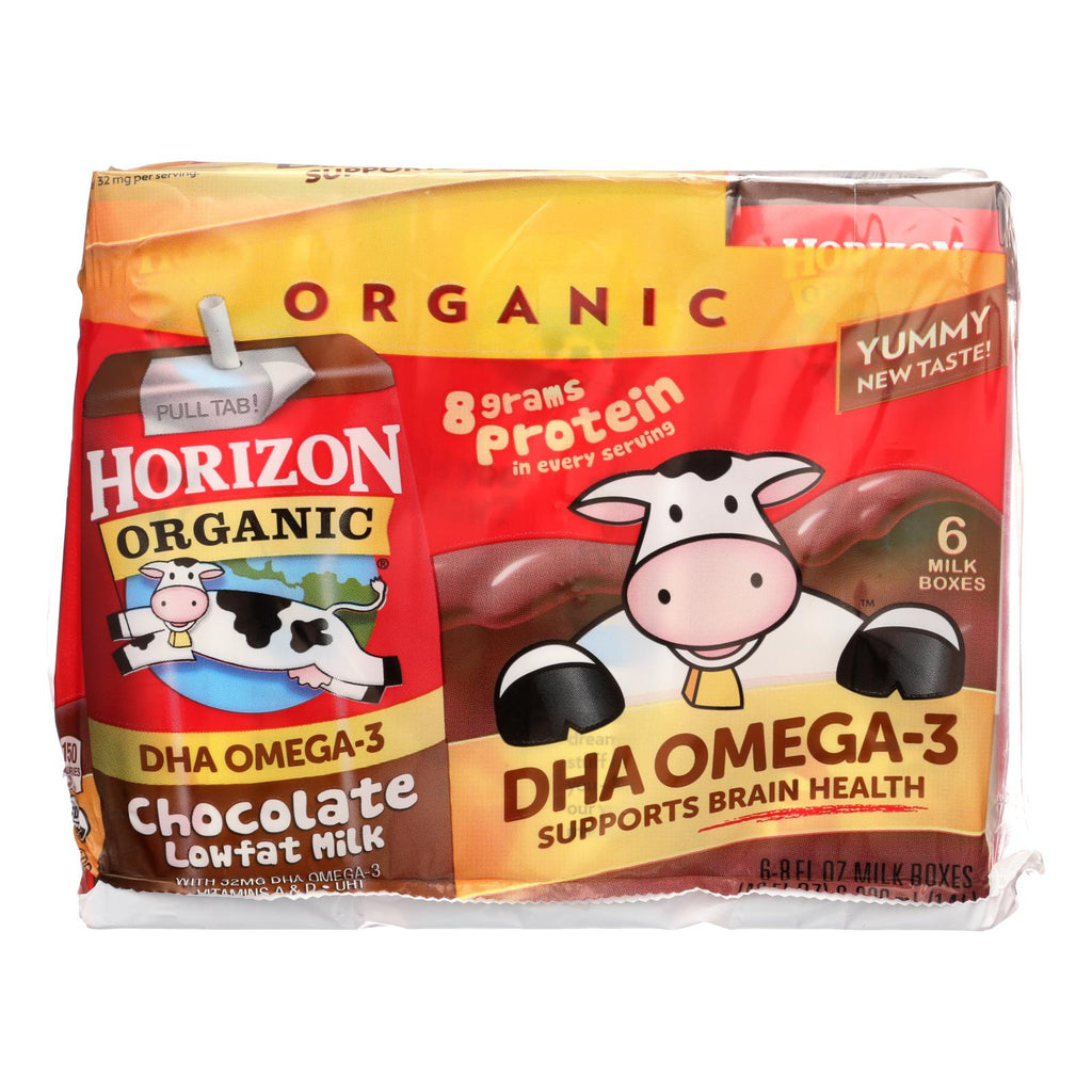 Horizon Organic Dairy Milk - Organic - 1 Percent - Lowfat - Box - Chocolate - Plus Dha Omega-3 - 6-8 Oz - Case Of 3 - Lakehouse Foods