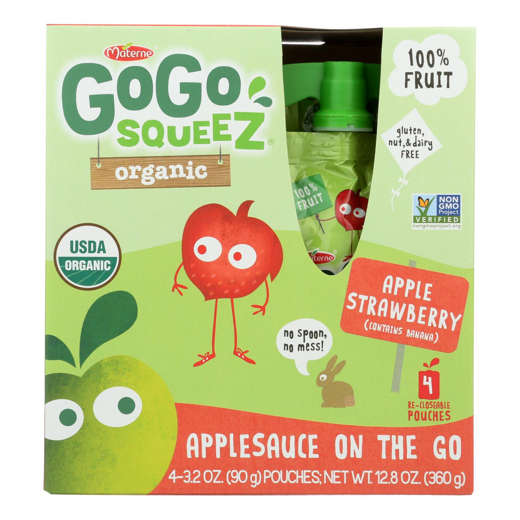 Gogo Squeeze Applesauce - Apple Strawberry - Case Of 12 - 3.2 Oz. - Lakehouse Foods