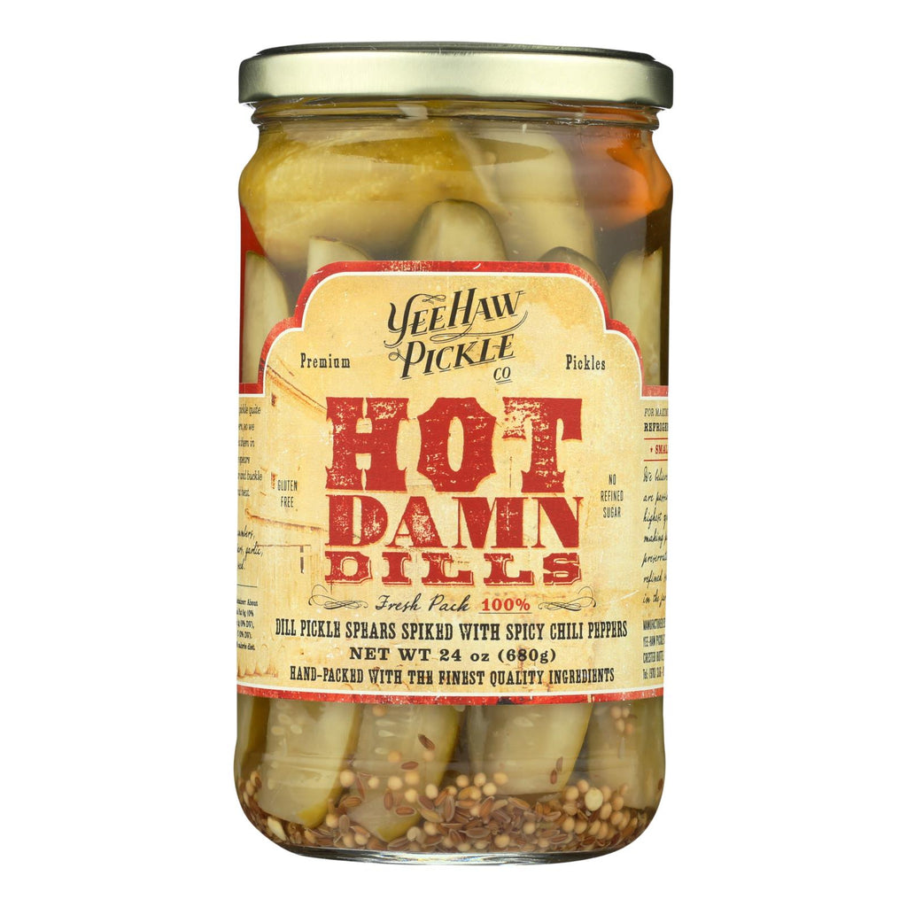 Yee-haw Pickle Dills Pickle - Hot Damn - Case Of 6 - 24 Oz. - Lakehouse Foods