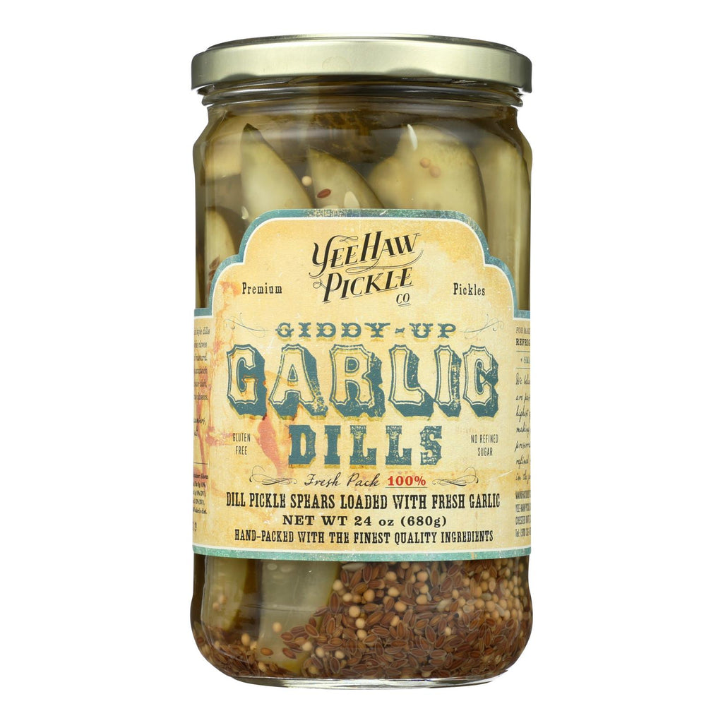 Yee-haw Pickle Dills Pickle - Giddy Up Garlic - Case Of 6 - 24 Oz. - Lakehouse Foods